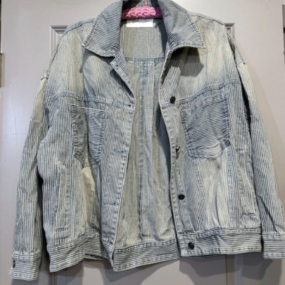 Mustard Seed Railroad Stripe Denim Jacket